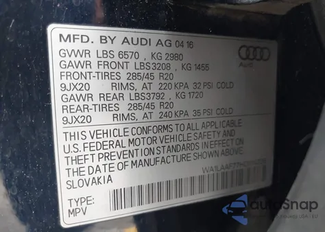 2017 Audi Q7 3.0T Premium z USA, uszkodzony, nr VIN WA1LAAF77HD014335